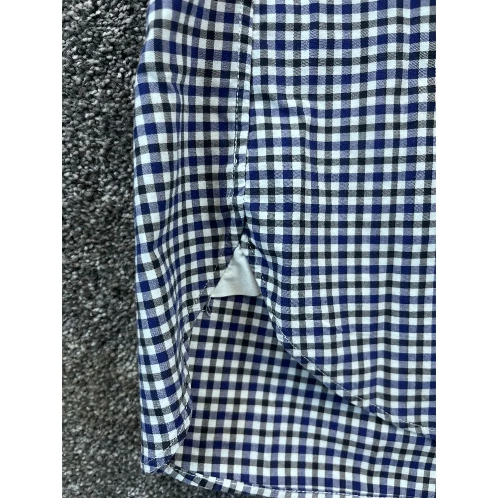 J.Crew Mens Blue & White‎ Gingham Long Sleeve Cotton Shirt Size L Blue White